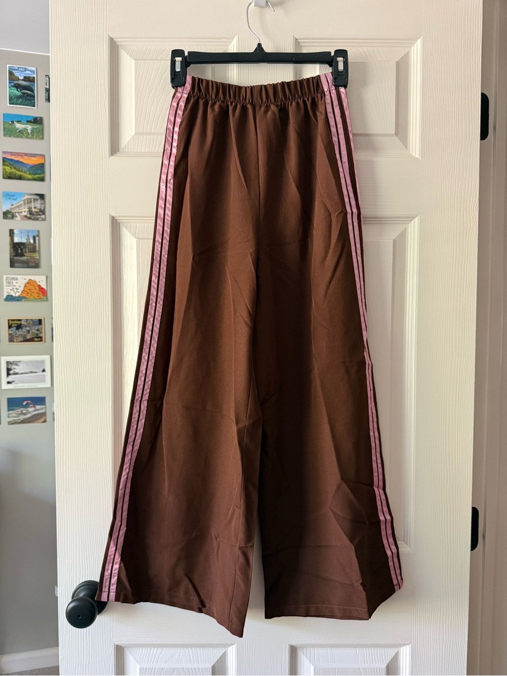 NWT Kids Brown Athletic Style Pants with Pink Side Stripes